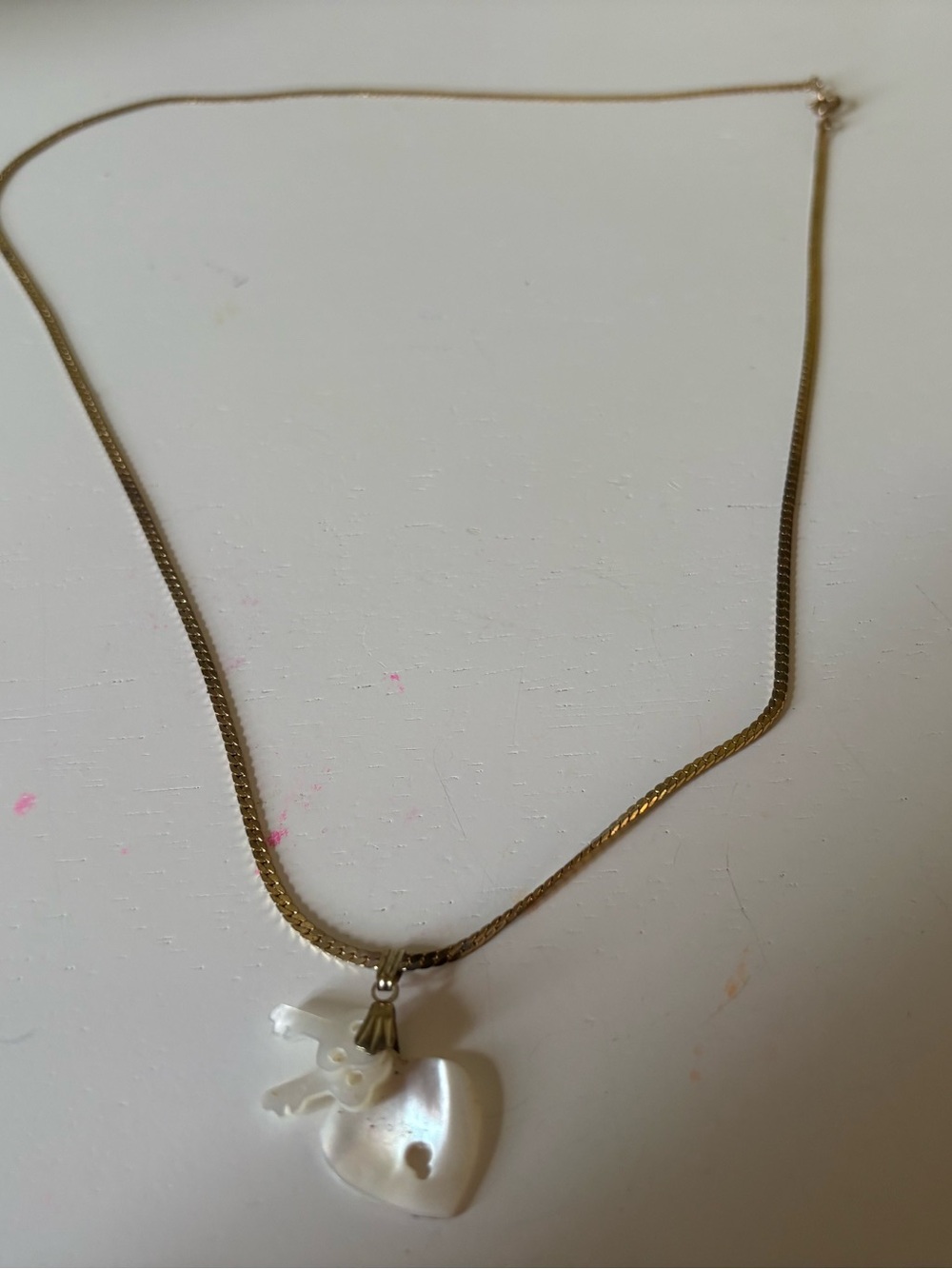 White Acrylic Key Charm Pendant with Gold Accent